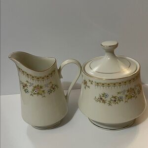 Budlet Creamer & Sugar Bowl Ivory set fine china